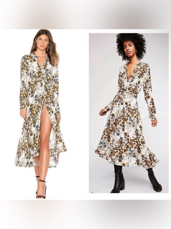 Free People Dresses & Skirts - Free People Tough Love Shirt Dress Floral Midi Bohemian Floral Sz12